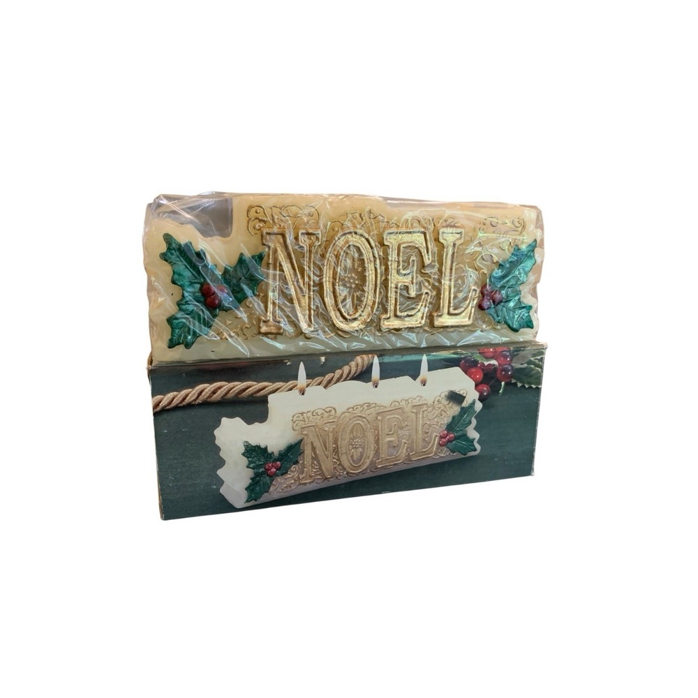 Vintage Gift Co NOEL Wax 3 Wick Christmas Candle 7in Holiday Decor 2294